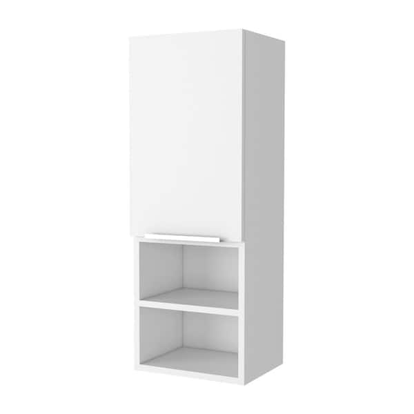 YSQCAR 11.8 in. W x 32 in. H Rectangular White MDF Surface Mount Medicine Cabinet without Mirror, with 4 Shelves