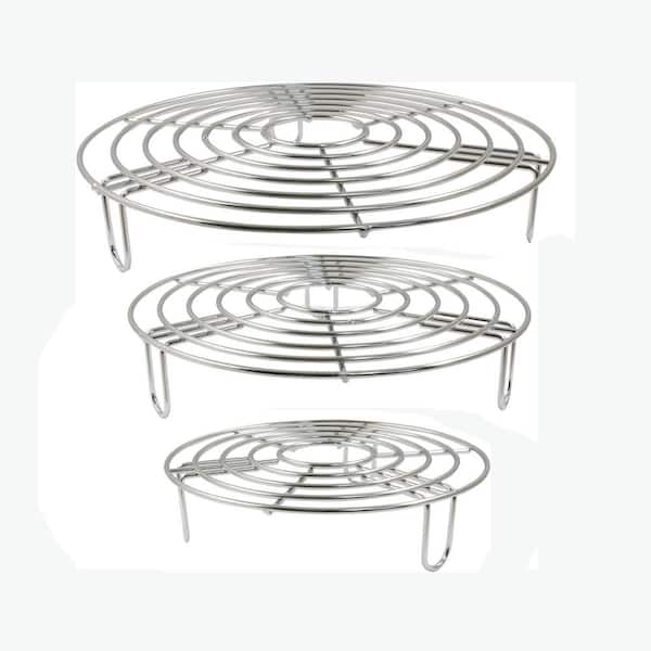 Stainless Steel Round Cooling Steaming Baking Roasting Rack 3pcs Set Dishwasher Safe Fits Air Fryer Cooker