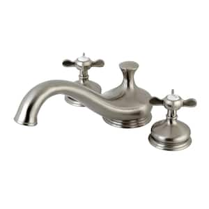 Heritage Cross 2-Handle Deck Mount Roman Tub Faucet in Brushed Nickel