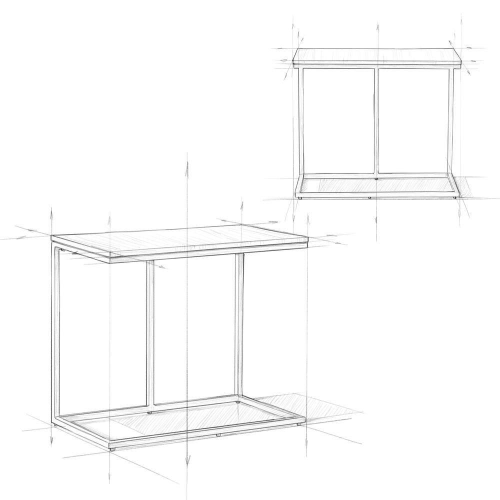 Ward 28" Warm Gray Solid Mango Wood & Metal Industrial C Side Table