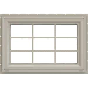 35.5 in. x 29.5 in. V-4500 Series Desert Sand Vinyl Awning Window with Colonial Grids/Grilles