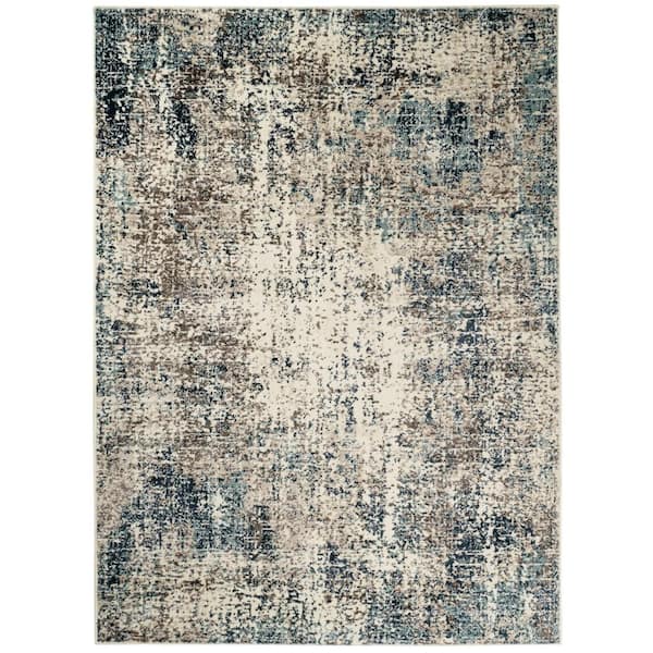 Allure 9 x 12 Gray Blue Abstract Pattern Area Rug for High Traffic Living Room Dining Room Bedroom