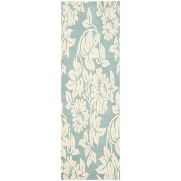 Soho 3 ft. x 8 ft. Blue/Ivory Floral SOH770A Runner Rug