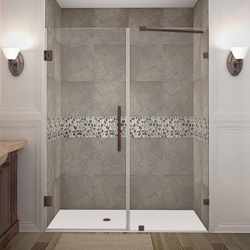 Nautis 66" x 72" Frameless Clear Tempered Glass Shower Door in Bronze