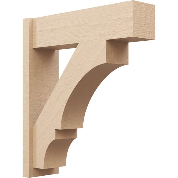 Ekena Millwork 8 in. x 32 in. x 28 in. Balboa Block Rough Cedar Woodgrain Timberthane Polyurethane Outlooker, Primed Tan