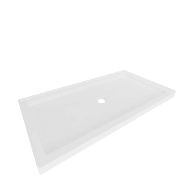 60 in. L x 32 in. W x 3 1/2 in. H Alcove Single Threshold Shower Pan Base with Center Drain in White