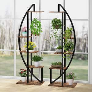 Pamela 63 in. Brown Round Engineered Wood Indoor Plant Stand with 5-Tier (Pack of 2)