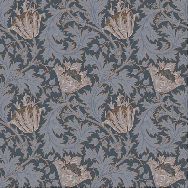 A-Street Prints Blue Anemone Floral Trail Non-Pasted Non Woven Wallpaper Sample