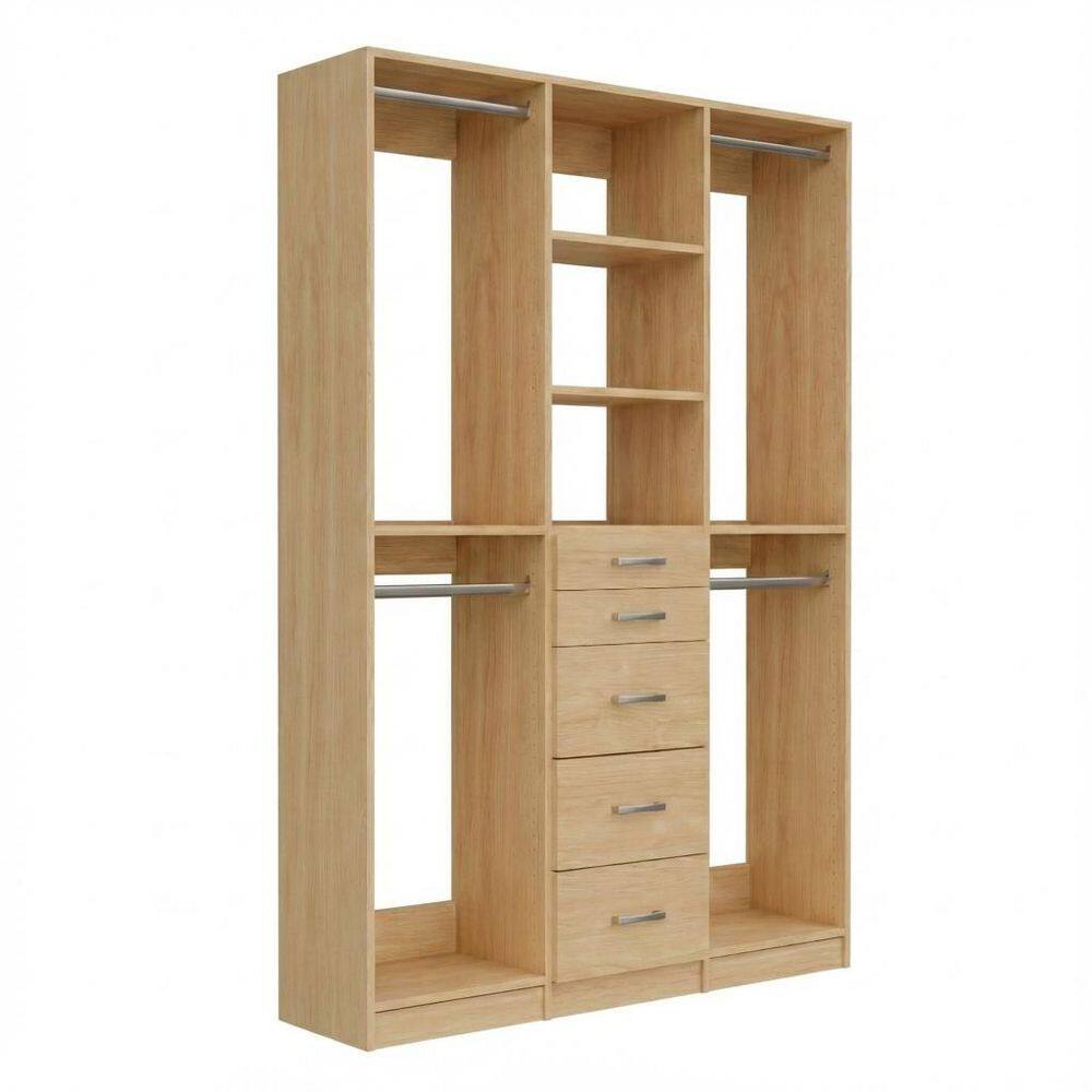 Alto Collection 81 in. W Oak Wall Mounted 2-Double Hang and 5-Drawer Closet Kit Wood Closet System price history on PriceWatchPro