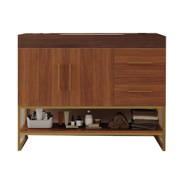Ziyudura 36 in. Single Sink Floating Rough Oak Bath Vanity with