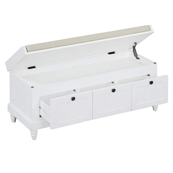 44 in. W x 15.9 in. D x 18.9 in. H Bathroom White Linen Cabinet