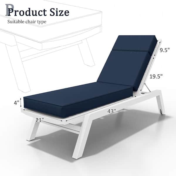 71 in. x 21 in. x 4 in. Premium Waterproof Chaise Lounge Cushion, All-Weather Replacement for Outdoor Chairs Navy Blue
