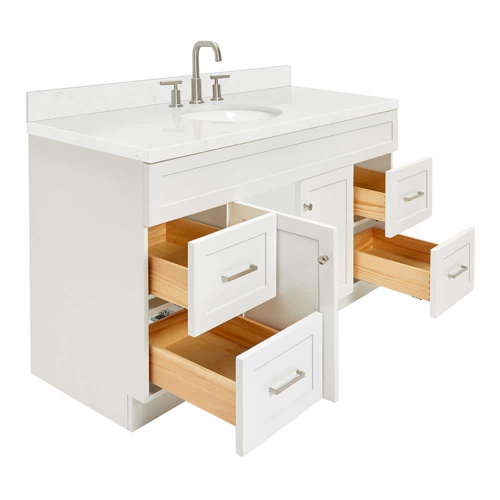Hamlet 60" White Freestanding Single Sink Vanity with Quartz Top