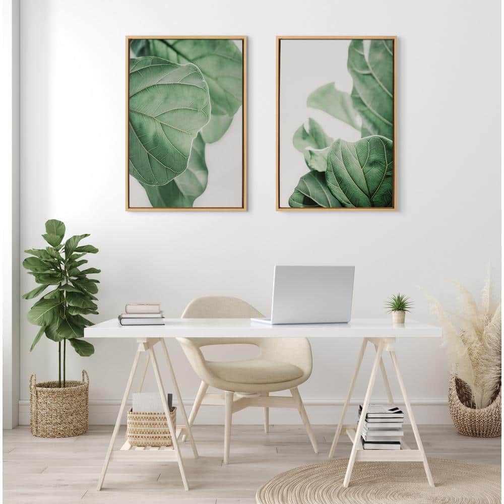 Natural Green Leaf Study Framed Canvas Wall Art, 23x33