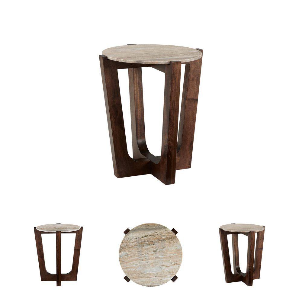 Tanidore 22 in. Brown Round Marble End Table - thumbnail 9