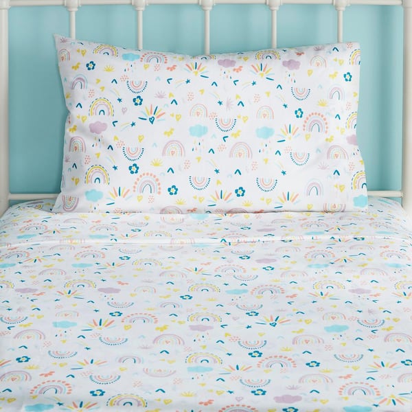 StyleWell Kids Cotton Rainbow Printed 3-Piece Twin Sheet Set