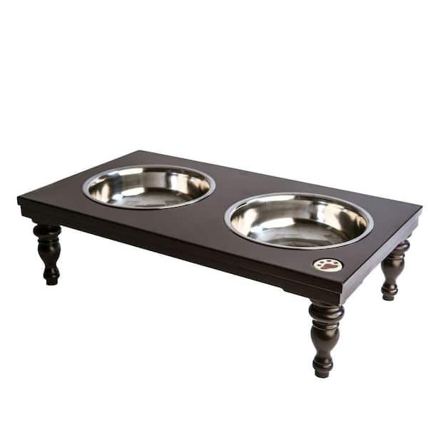 Ethan Pets Molly's Turn Dark Espresso Wood with Dual Stainless Steel Bowel Elevated Dual Feeder for Dog