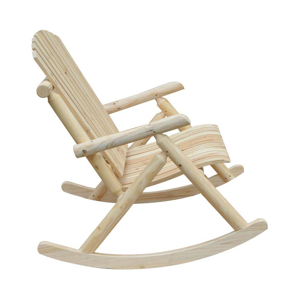 Rustic Fir Wood Adirondack Double Rocking Chair in Burlywood