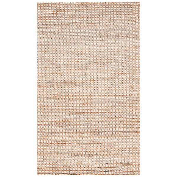Marbella Natural/Ivory Doormat 2 ft. x 4 ft. Striped Solid Color Area Rug