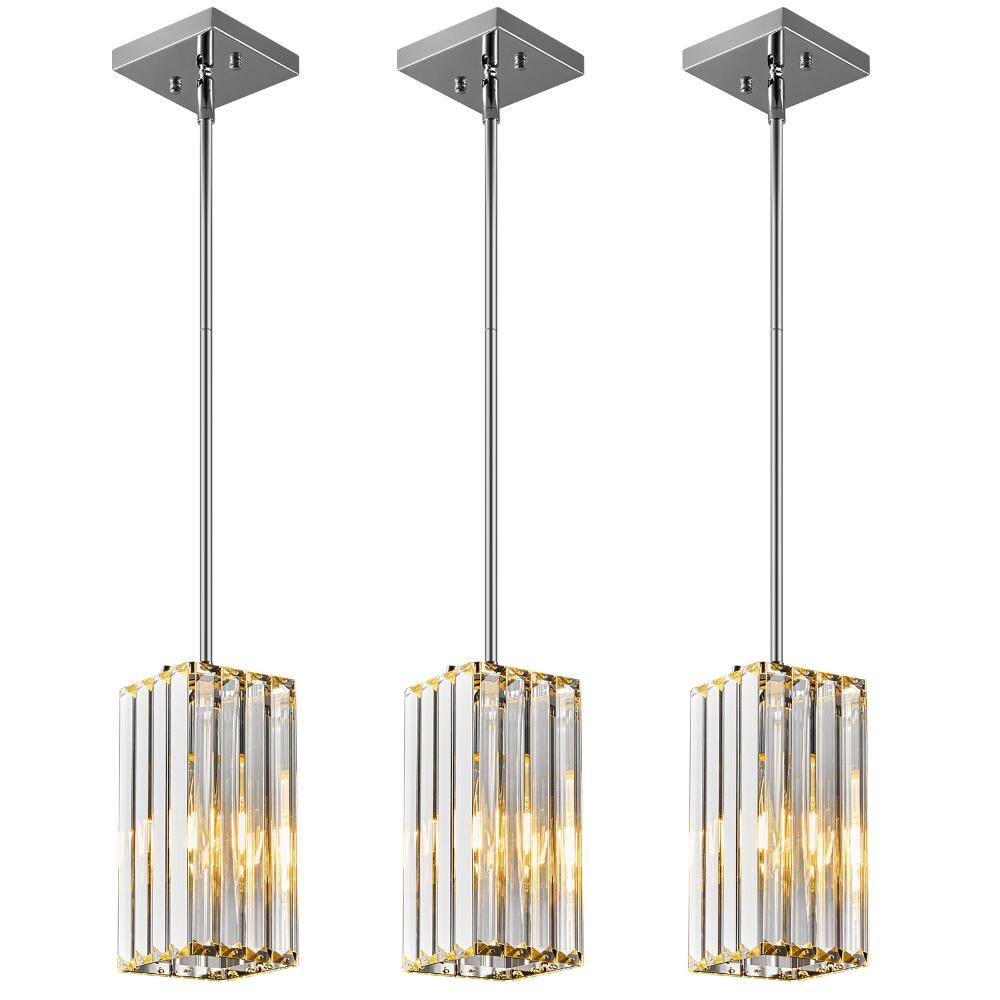 18W 3-Light Chrome Rectangle Pendant Lighting Fixture for Kitchen Island Corridor Bedroom price history on PriceWatchPro