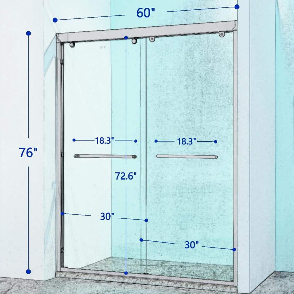 60" Matte Black Aluminum Framed Double Sliding Shower Door