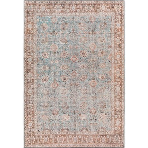 Thompson Light Blue/Brown 9 ft. x 12 ft. Indoor Machine-Washable Area Rug