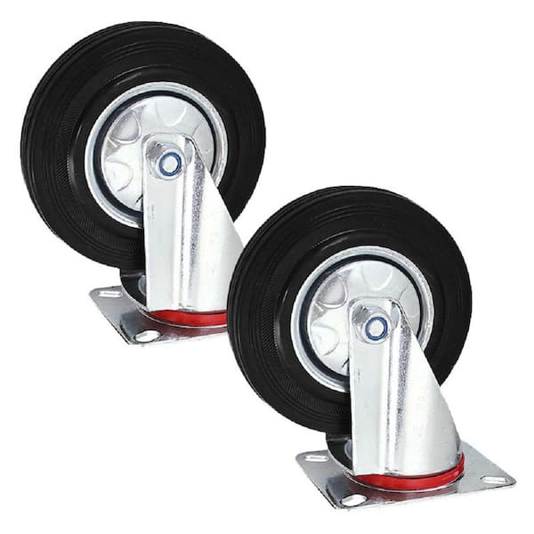 XtremepowerUS 4 in. Heavy-Duty Rubber Swivel Wheel Plate Casters with 350 lbs. Load Rating (2-Piece)