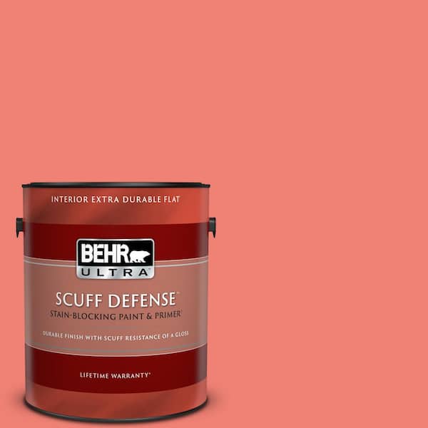 BEHR ULTRA 1 gal. #170B-5 Youthful Coral Extra Durable Flat Interior Paint & Primer