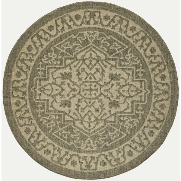 Tulum Olive 8 ft. Round x 8 ft. Center Medallion Contemporary Round Area Rug