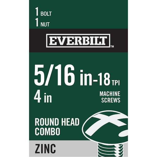 Everbilt 5/16 in.-18 x 4 in. Combo Round Head Zinc Plated Machine Screw