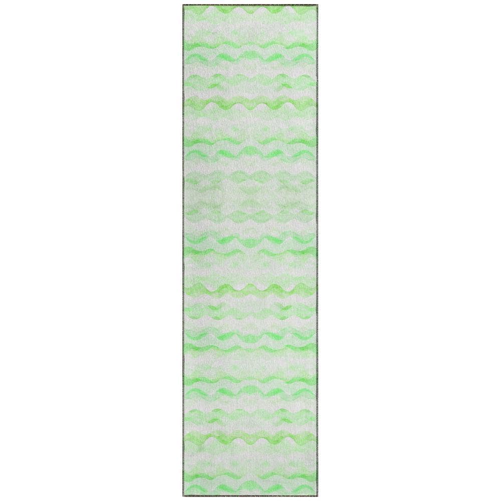 Surfside Green 2 ft. 3 in. x 7 ft. 6 in. Geometric Indoor/Outdoor area rug