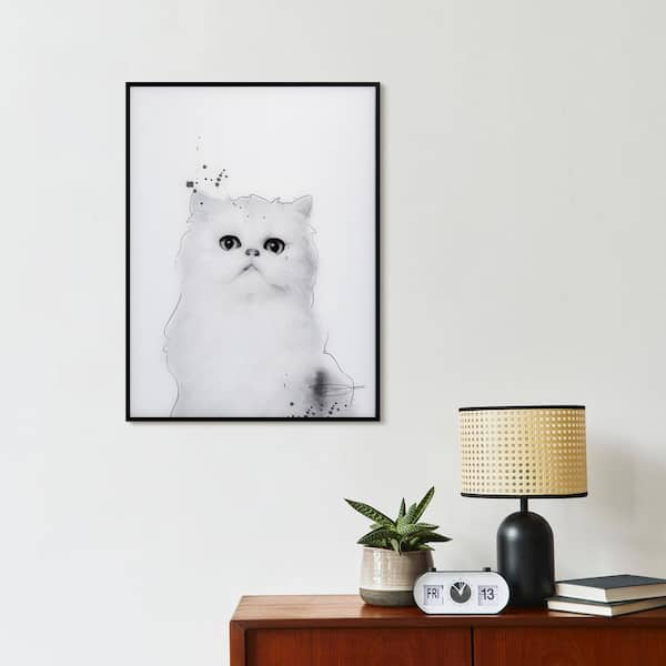 Empire Art Direct Persian Black and White Pet Paintings on Reverse Printed  Glass Framed Cat Wall Art, 24 x 18 x 1, Ready to Hang 