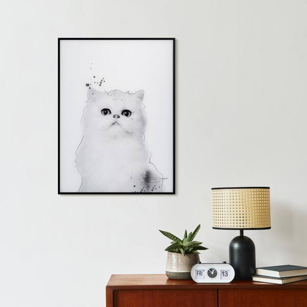 Empire Art Direct Persian Black and White Pet Paintings on Reverse Printed  Glass Framed Cat Wall Art, 24 x 18 x 1, Ready to Hang 