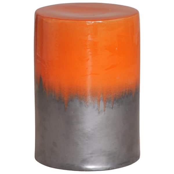 Emissary Two-Tone 18 in. H Burnt Orange Round Ceramic Garden Stool