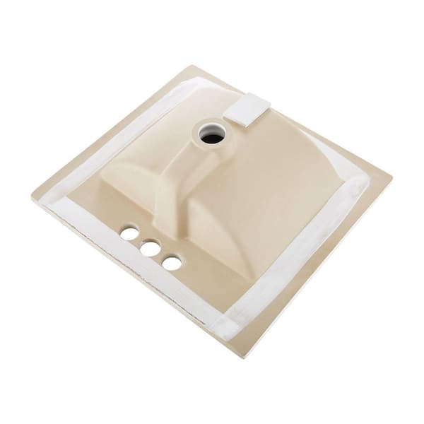 Semi Recessed Bathroom Sink, 20.08 x 18.31In. White Ceramic Drop-in Basin with Overflow & 3 Holes for Spaces 2025 update