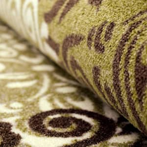 8 ft. Greens and Browns Floral Power Loom Non Skid Runner Rug