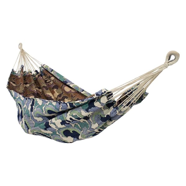 Sunnydaze Sunnydaze 10 ft. L 2-Person Polyester Jacquard Double Hammock - White-Capped Waves