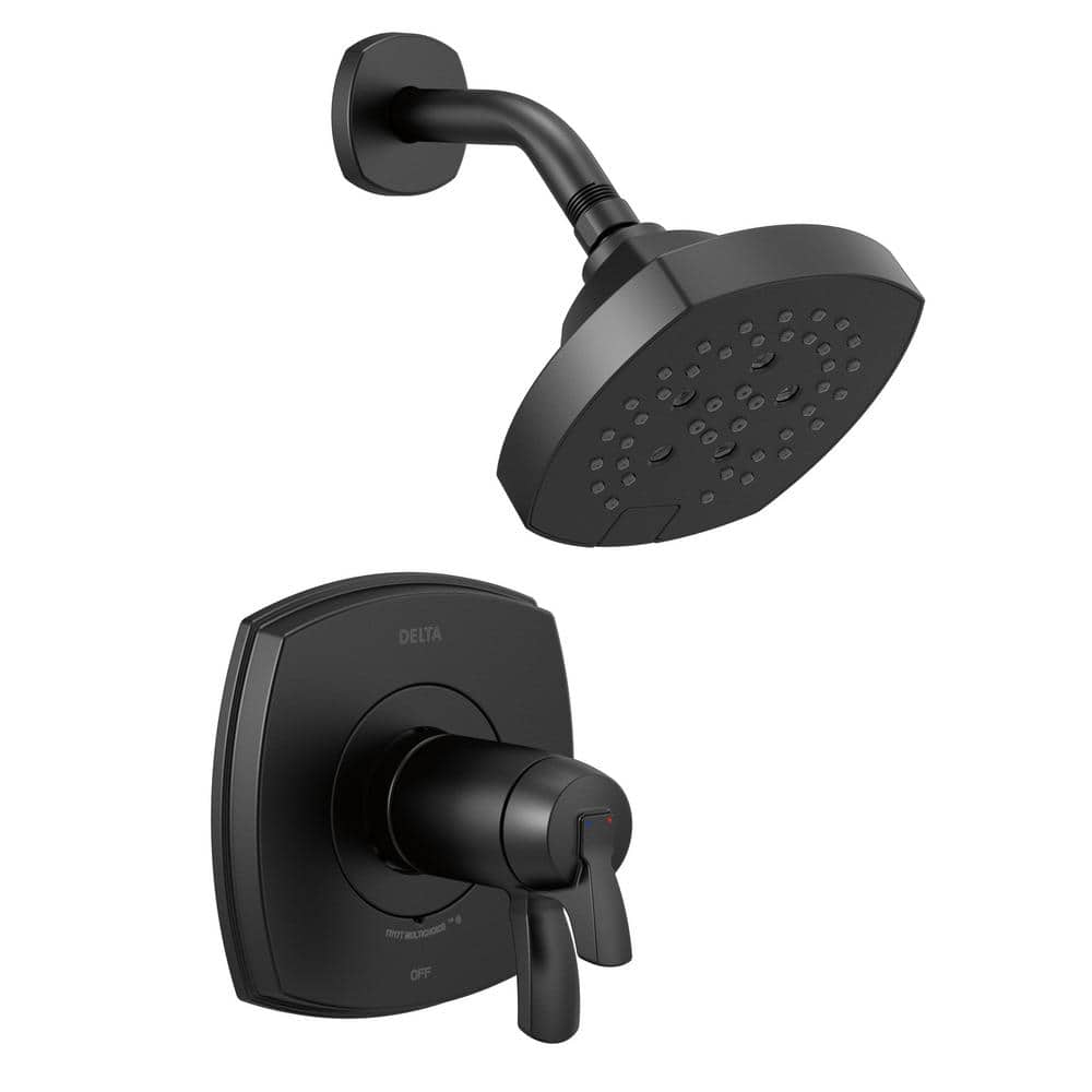 Matte Black Thermostatic Multi-Function Shower Faucet with Brass Trim