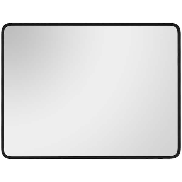 WELLFOR 36 in. W x 24 in. H Rectangle Aluminum Framed Wall Bathroom Vanity Mirror in Matte Black