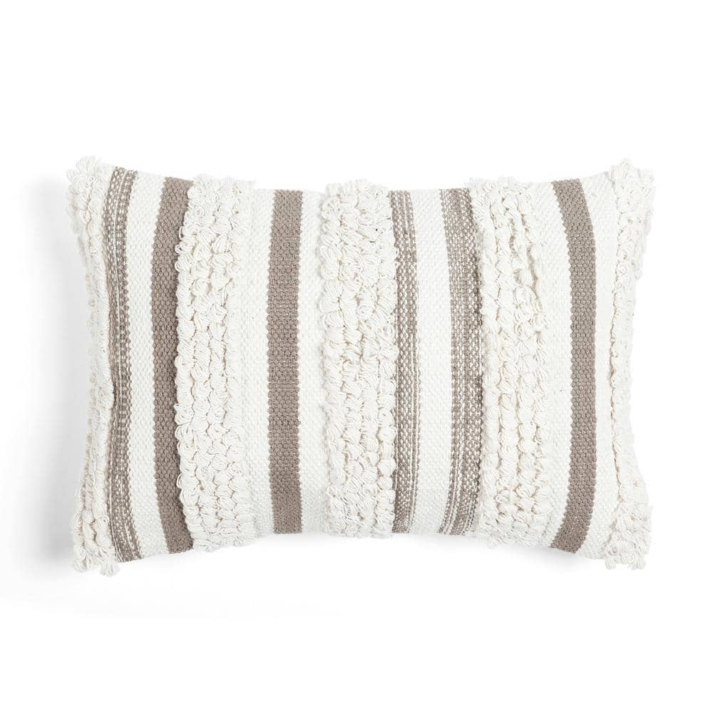 Neutral Cotton Striped 13" x 20" Decorative Pillow Cover