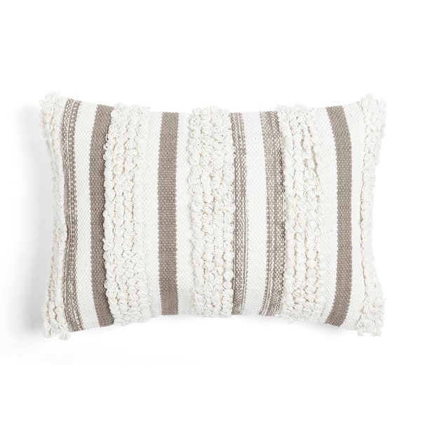 Lush Decor Bria Stripe Decorative Pillow Cover, 13 x 20, Neutral