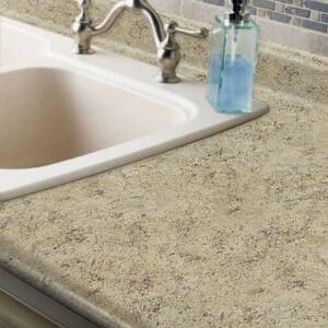 4 ft. Laminate Countertop in Golden Juparana with Valencia Edge and Integrated Backsplash