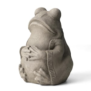 16.75 in. H MGO Faux Concrete Zen-Style Frog Garden Statue