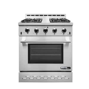 Entree 30 in. 4.5 cu. ft. Professional Style Gas Range with Convection Oven in Stainless Steel and Black