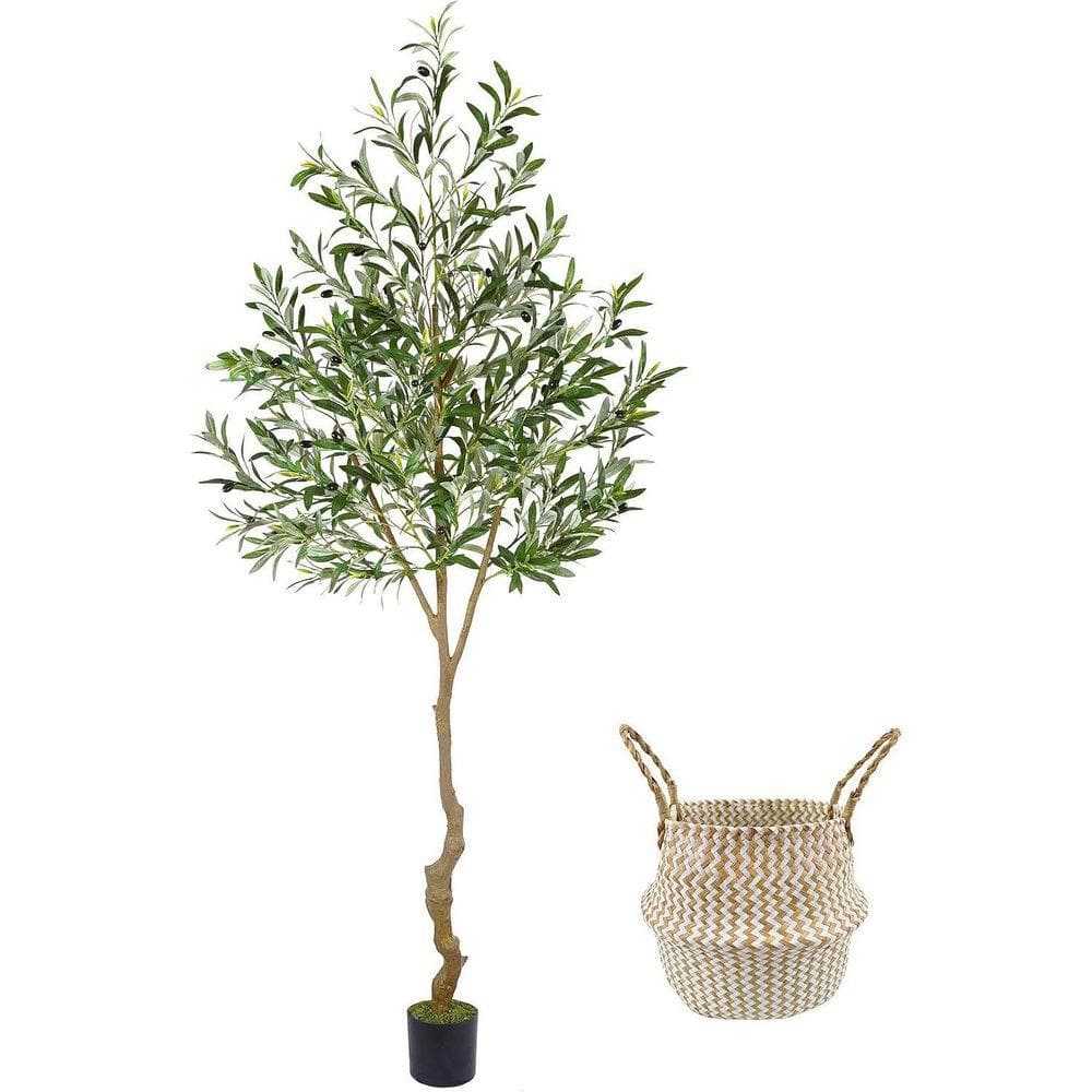 7 ft. Artificial Olive Tree in Pot with Basket Z0C2N87PM7 - The