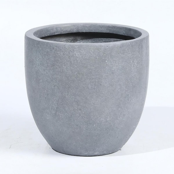 LuxenHome 17.2 in. H Round Tapered Light Gray MgO Composite Planter Pot