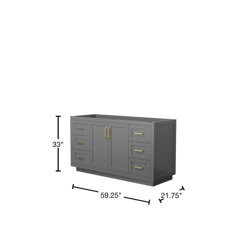 Miranda 60" Dark Gray Freestanding Single Bathroom Vanity with Gold Hardware