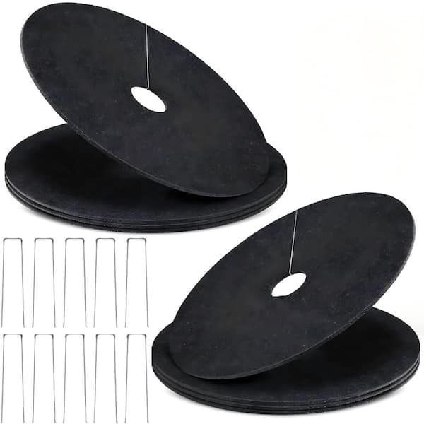 8 Pack 16.5 in Non-Woven Tree Mulch Ring Weed Barrier Mat Pre-Cut Hole Black