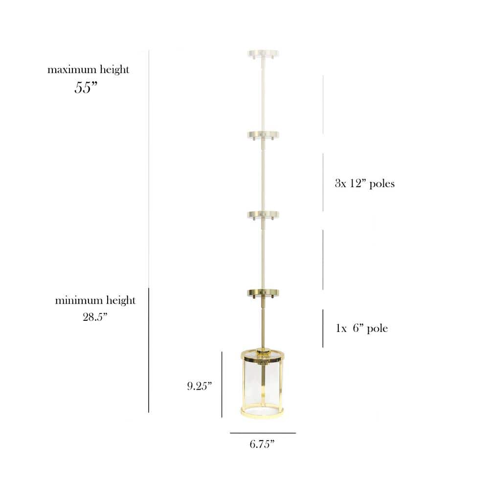 Gold Adjustable Glass Pendant Light with Cylindrical Shade