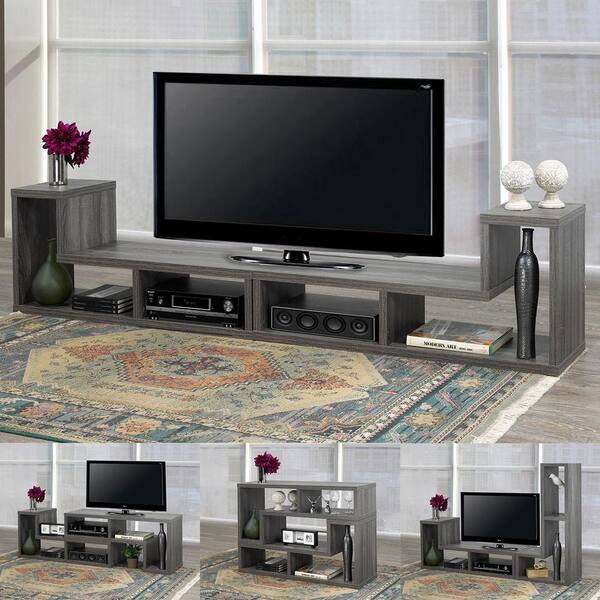 Unbranded - Brassex 83 in. Multiple Configuration TV Stand Grey Fits TV's upto 70 in.